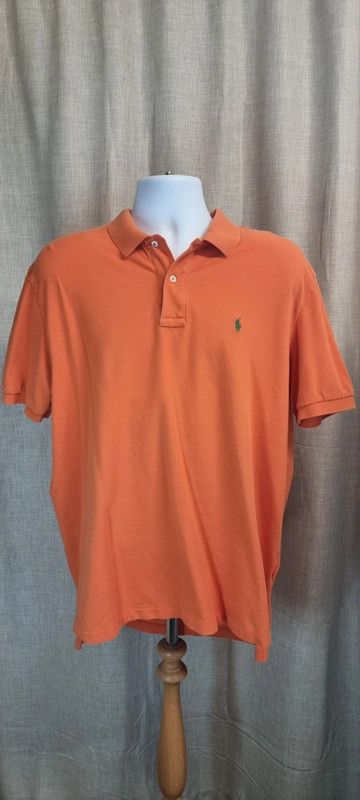 Polo By Ralph Lauren Men's Size XL (Chest 48") Short Sleeved Orange Polo Shirt imagen 2